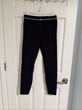 ALO Yoga Black Men's Sweatpants with White-Trim Waistband